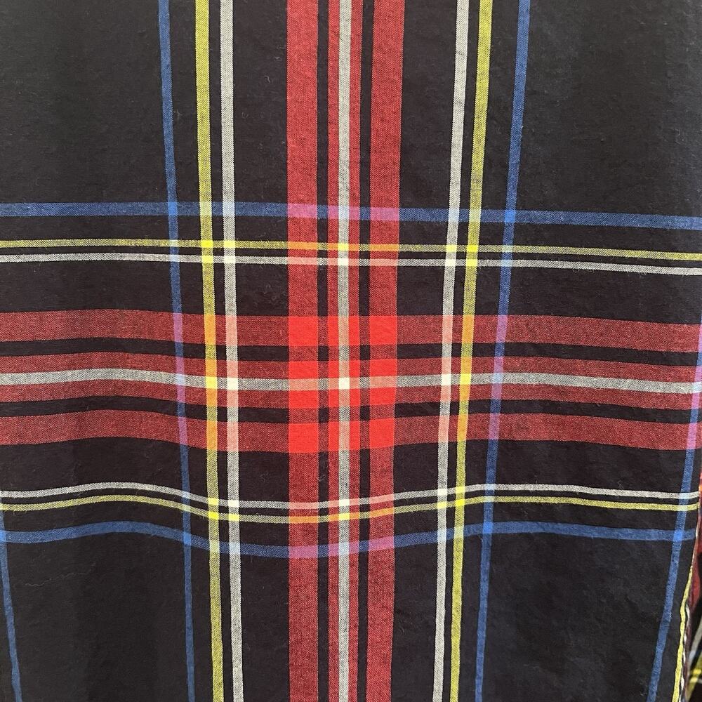 Talbots Velvet Trim Top Red Plaid Long Sleeve Split Neck Womens XL Christmas - Picture 8 of 12